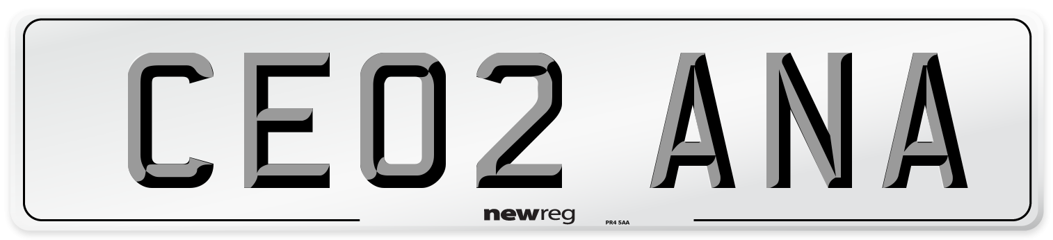 CE02 ANA Number Plate from New Reg